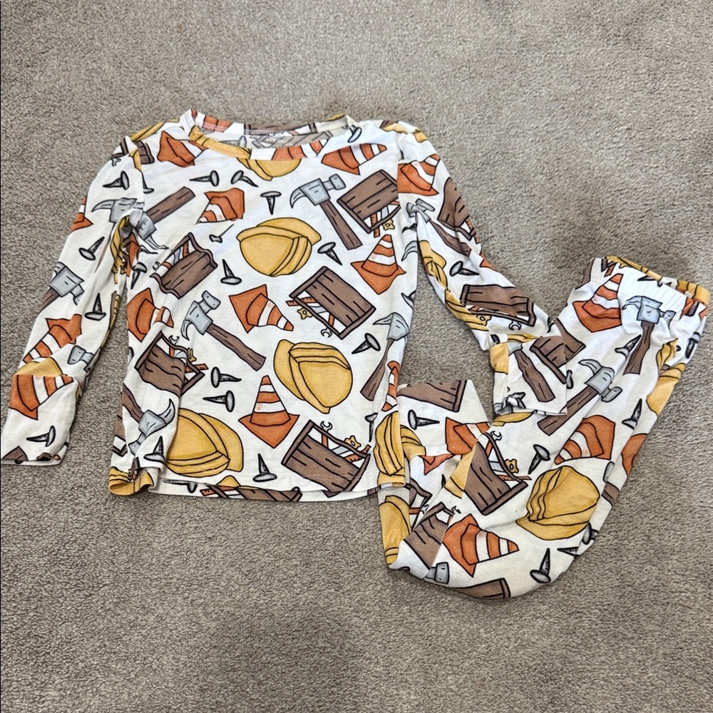 Posh Peanut Brand size 3/4T Construction-Themed Kids Pajamas